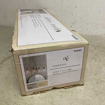 allen + roth Emeryson 4-Light Vanity Light Brushed Nickel Finish Clear Glass ...