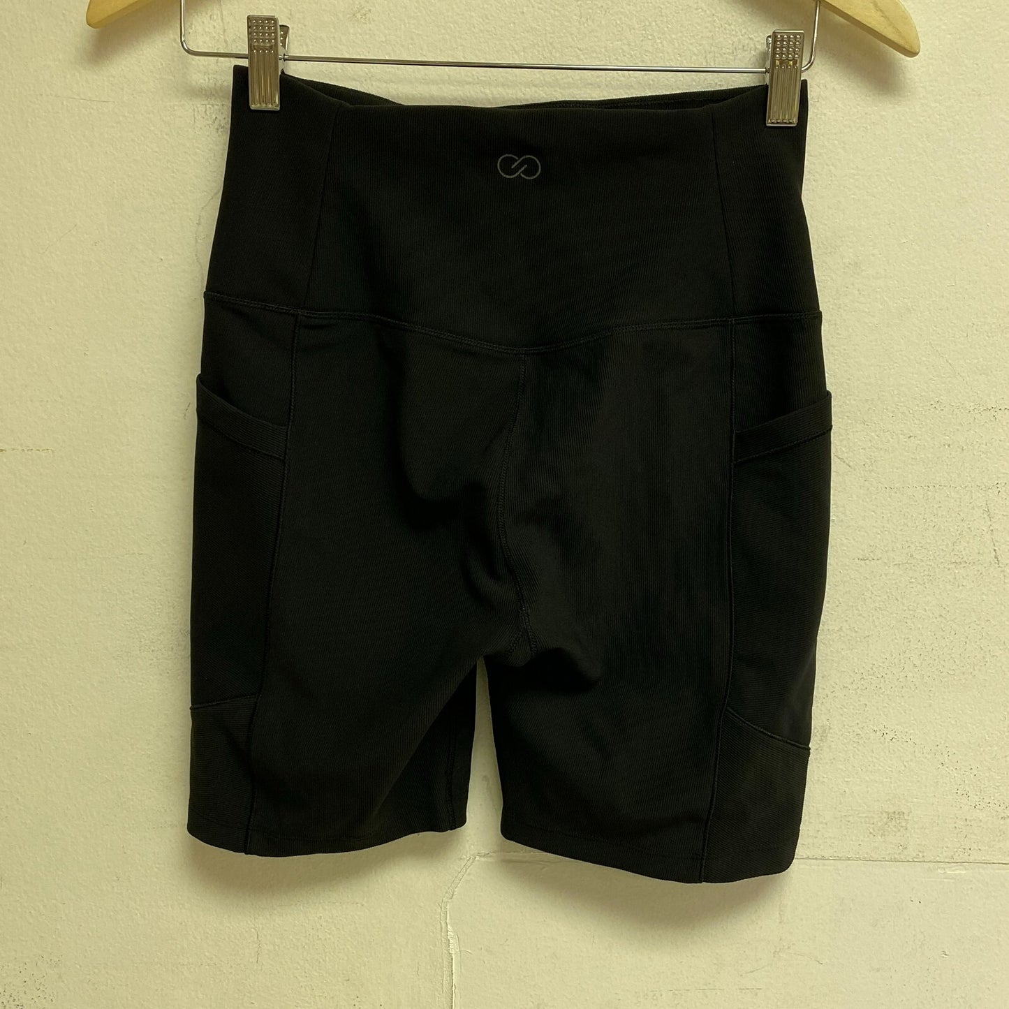 Calia Womens Mixed Rib Essential Bike Short Pure Black Solid Stylish WAX12282