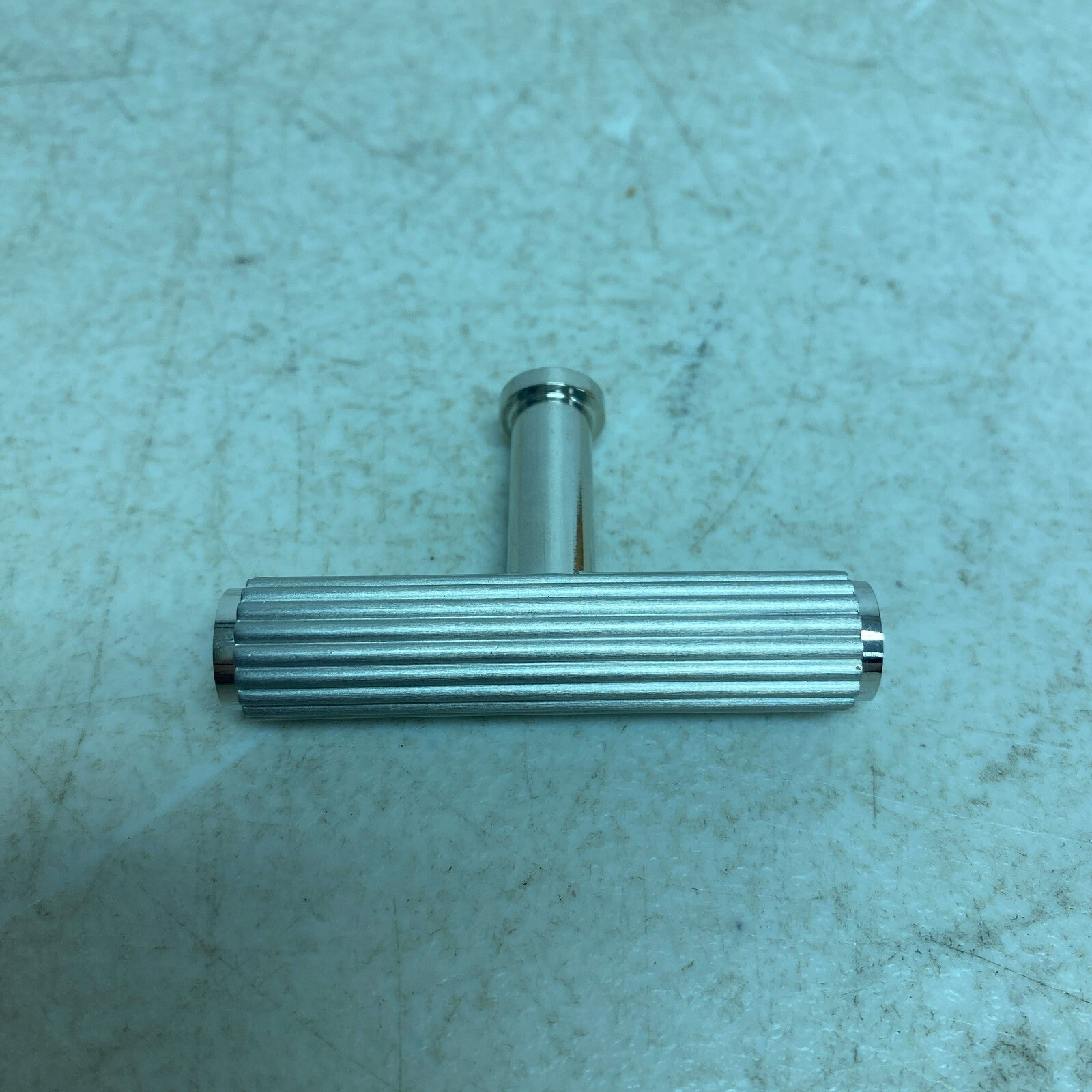 Signature Hardware Brixlee Reeded Brass T Knob - Brushed Nickel/Polished Nickel