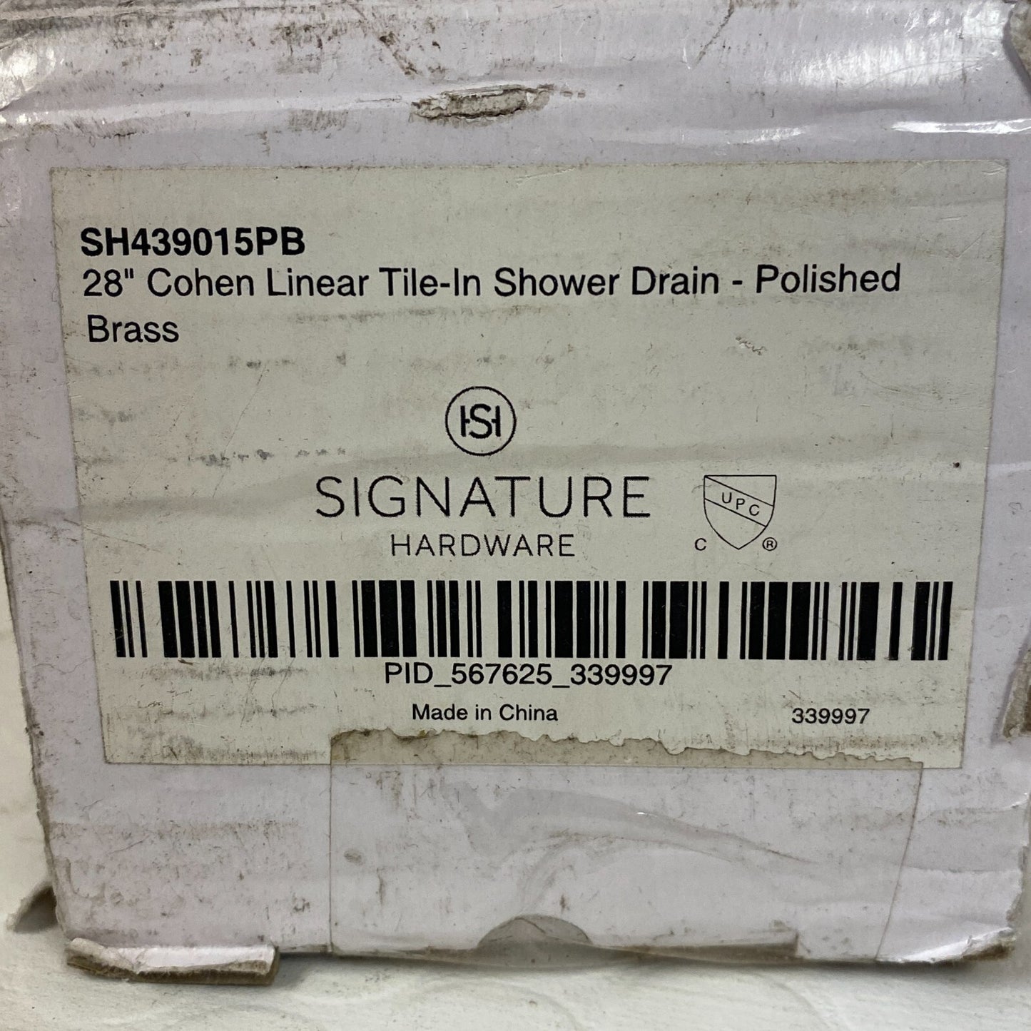 Signature Hardware 28" COHEN LINEAR TILE-IN SHOWER DRAIN-POLISHED BRASS