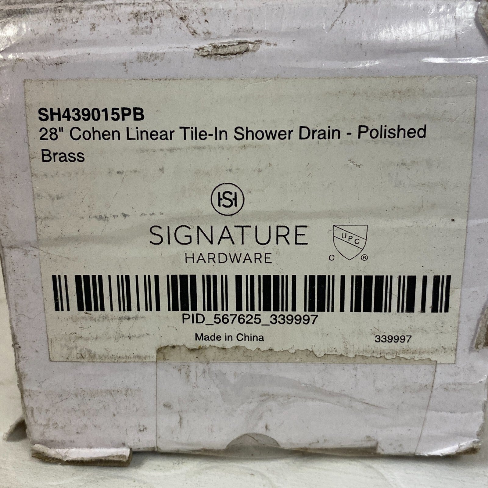 Signature Hardware 28" COHEN LINEAR TILE-IN SHOWER DRAIN-POLISHED BRASS