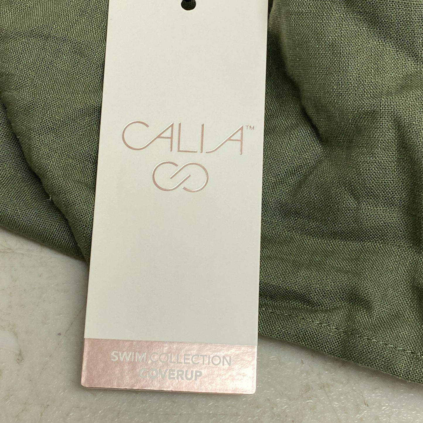 CALIA Women's Tie Front Long Sleeve Beach Shirt Dark Olive Cropped WSA23917