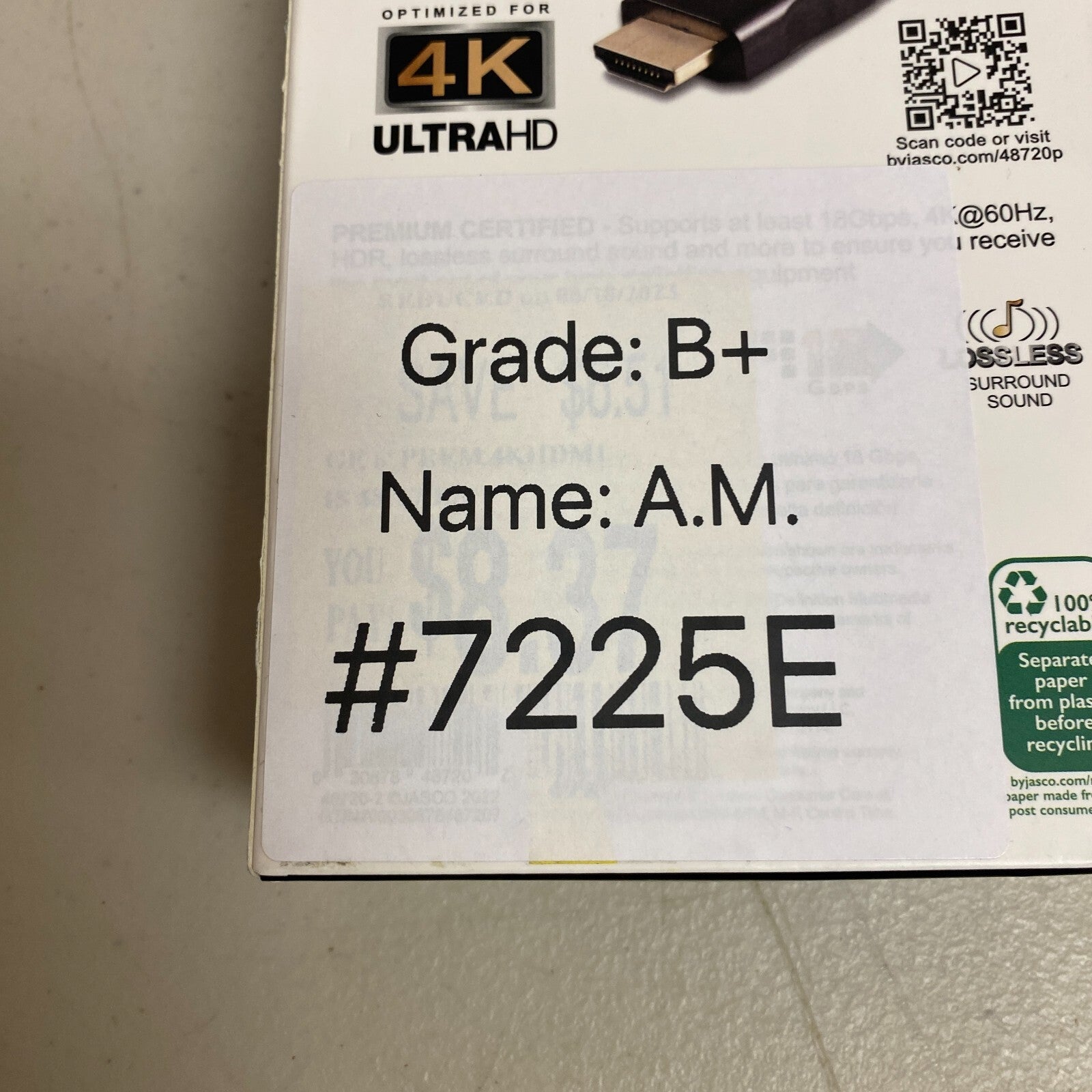 GE 6ft/1.82M 4K HDMI 2.0 Cable with Ethernet, Gold-Plated Connectors, 48720