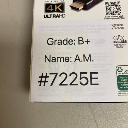 GE 6ft/1.82M 4K HDMI 2.0 Cable with Ethernet, Gold-Plated Connectors, 48720