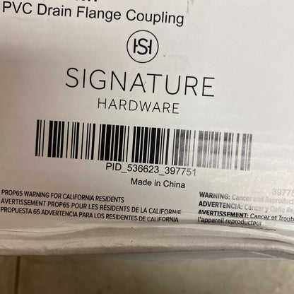 SIGNATURE HARDWARE PVC DRAIN FLANGE COUPLING MODEL: SH439001WH