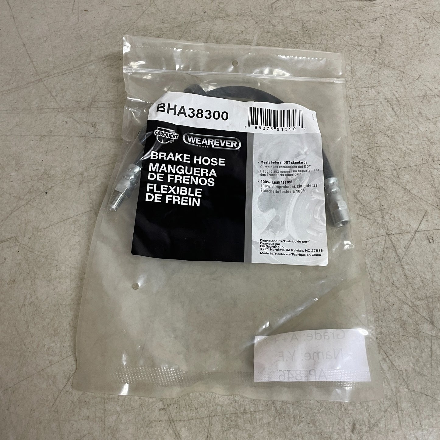 Carquest Wearever Brake Hose Assembly BHA38300 w/ Banjo Fittings & Washers