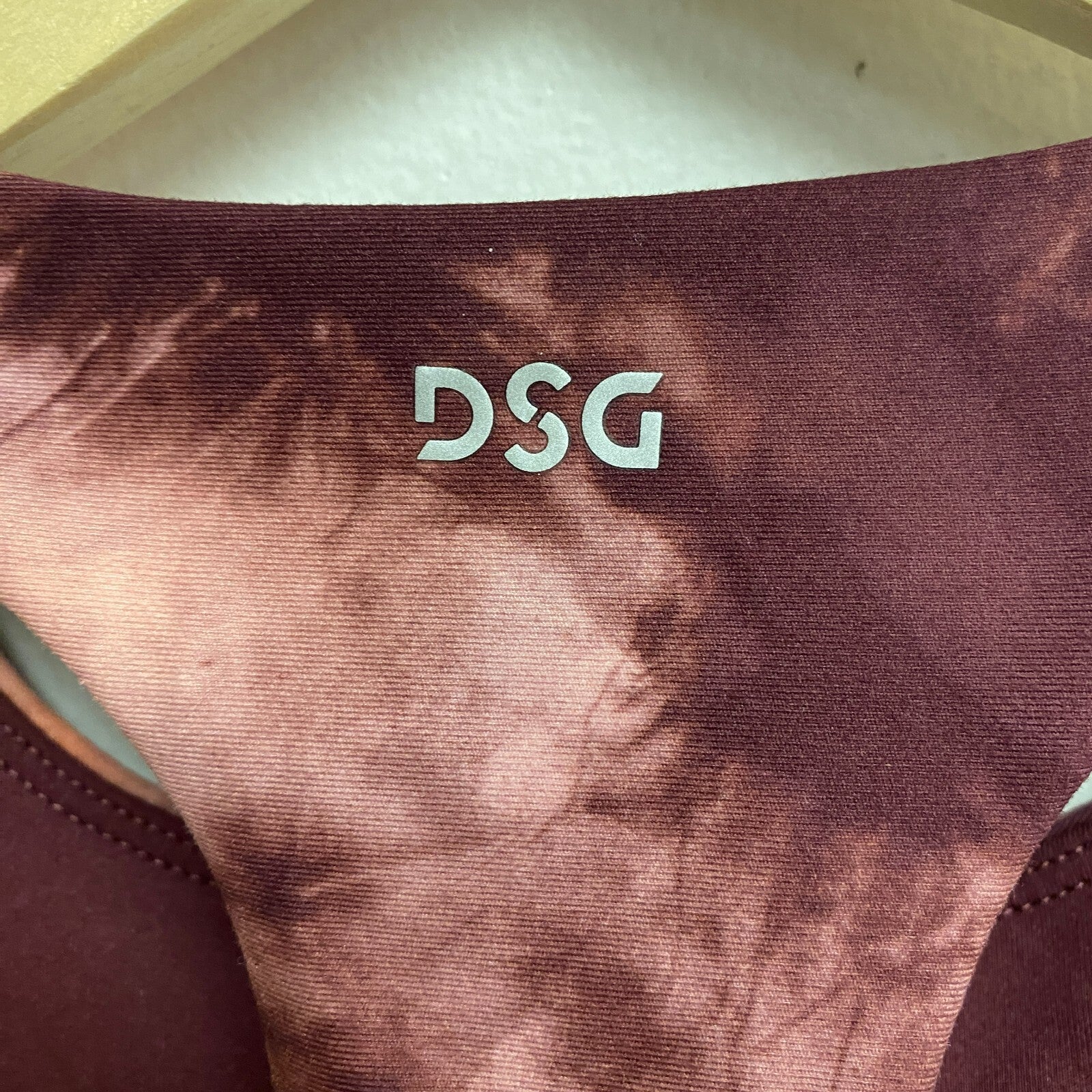 DSG Women's High Neck Bra Splotch Dye Burgundy High Neck DAW22704PRT