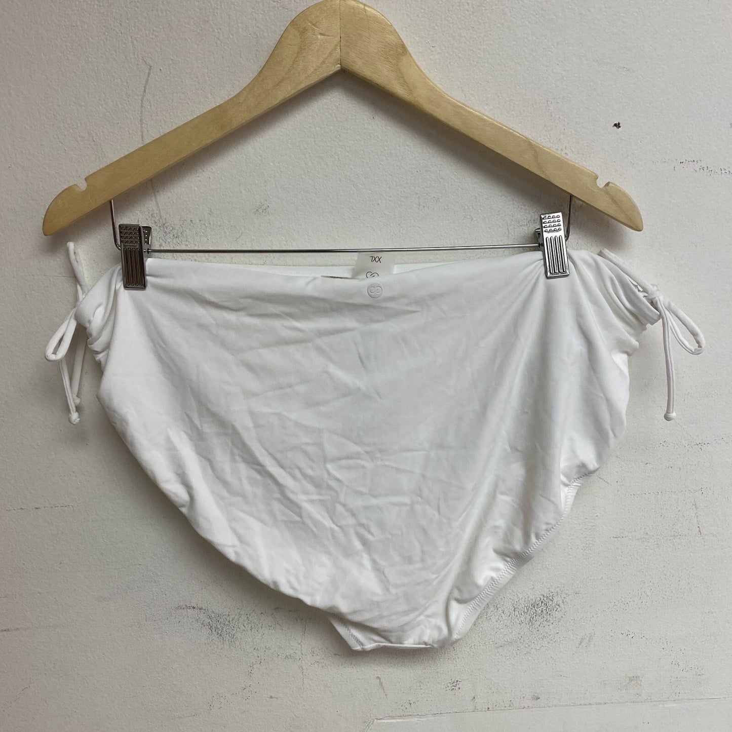 Calia Women's Swim Ruched Side Adjustable Bottom Pure White Hand Wash WSA23402