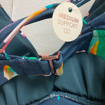 CALIA Women's Runched Front Cross Top  Aqua Multi Floral Navy WSA23204PRT