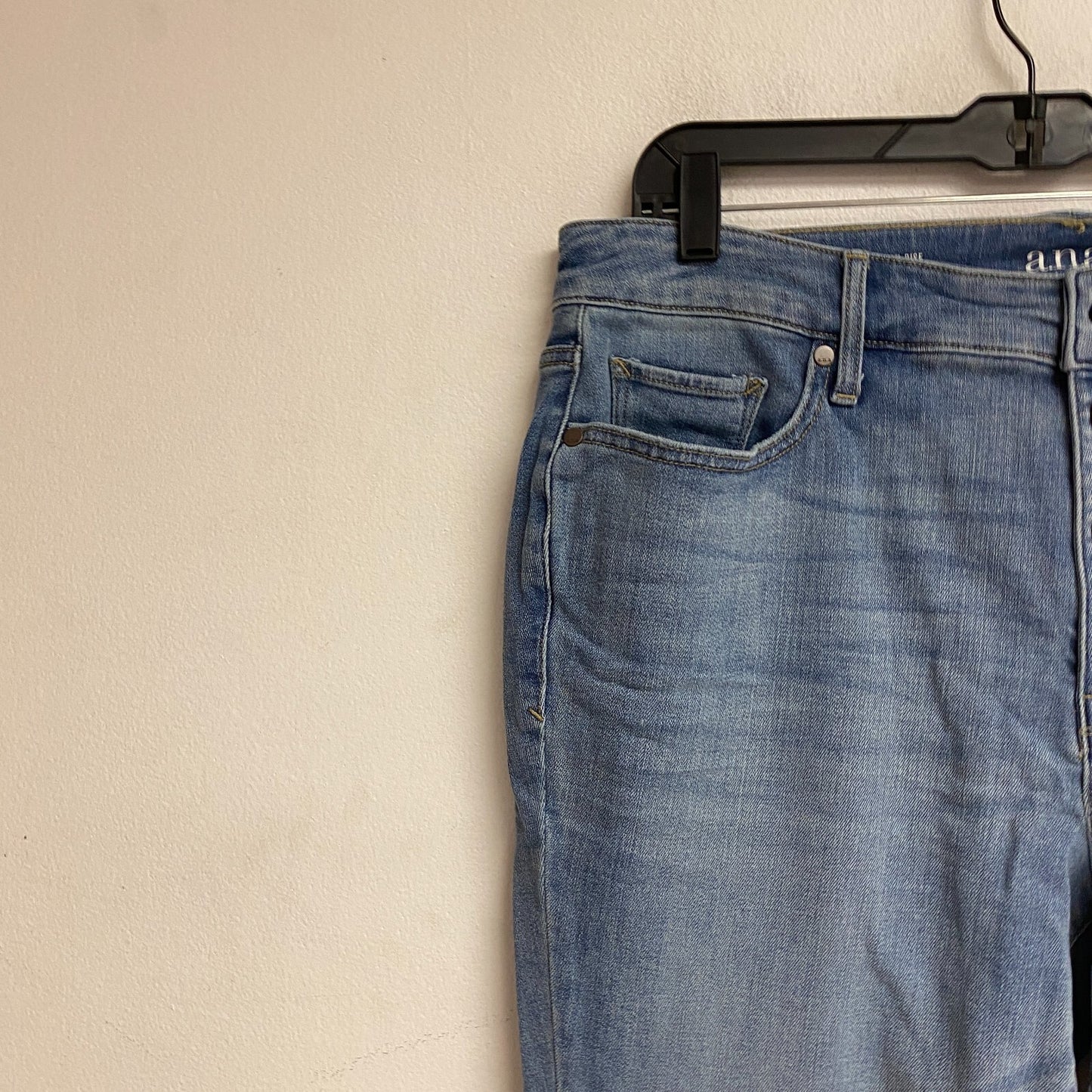 Ana Women's High Rise Exposed Button Skinny Jeans Size 16W Color Light Blue Bell