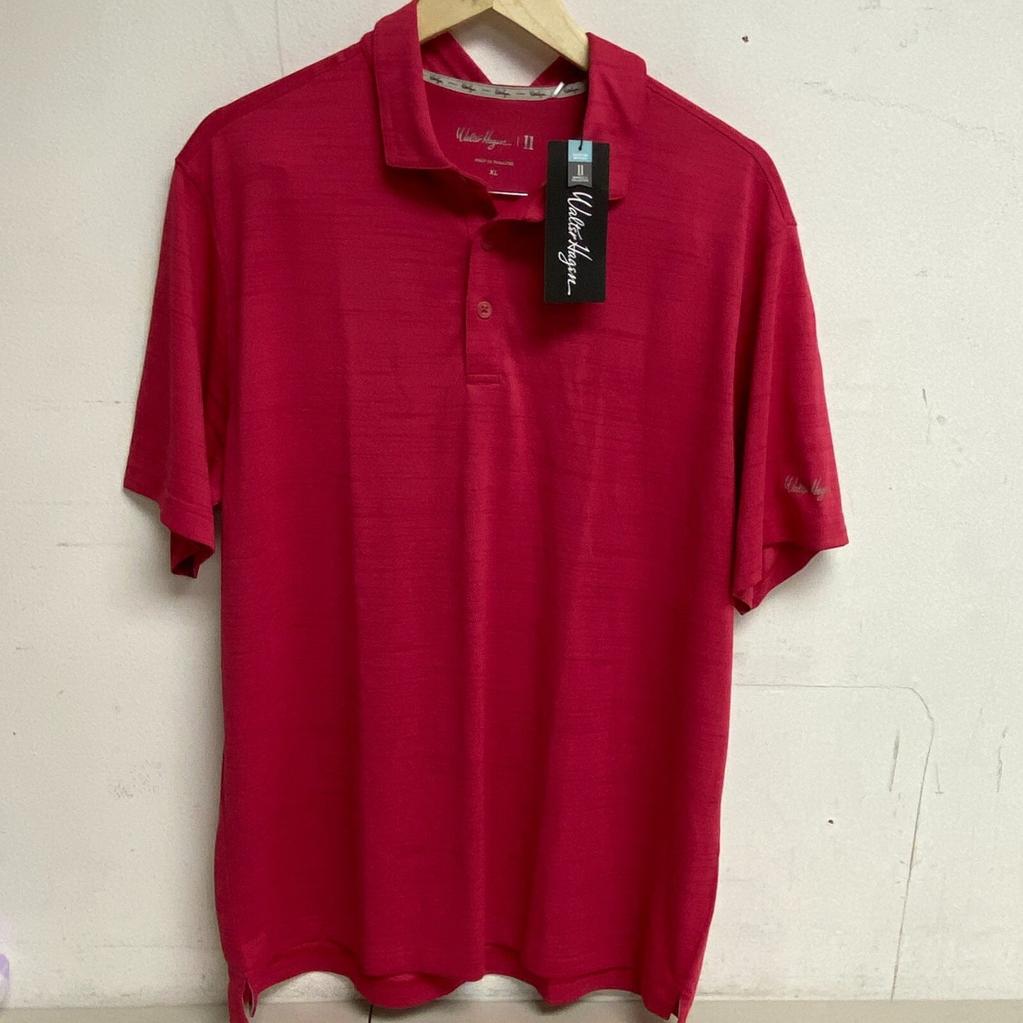 Walter Hagen Men's P11 Striation Pique Polo Vivid  Raspberry Color MGA11475