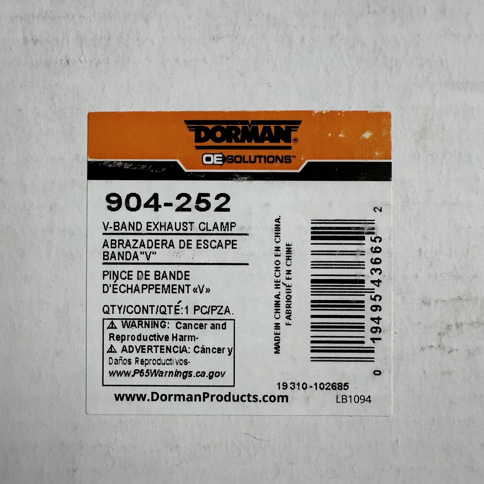 Dorman 904-252 Stainless V-Band Exhaust Clamp for 05–10 Ford Down Pipe