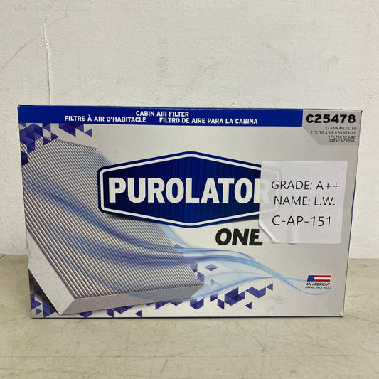 Purolator ONE Cabin Air Filter Activated Carbon Up to 99% Filtration C25478