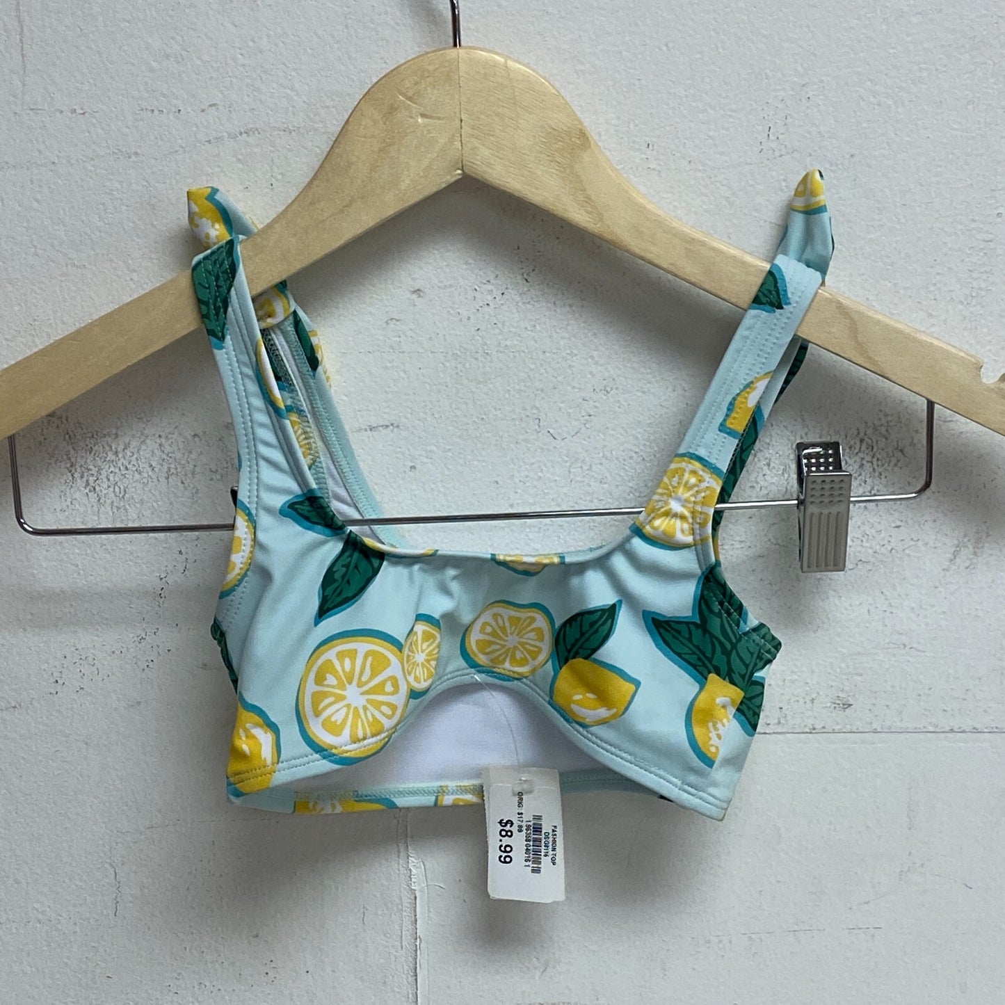 DSG Girls Fashion Swim Top Halter Straps Graphic Print Mint &Lemon Green DSG8115