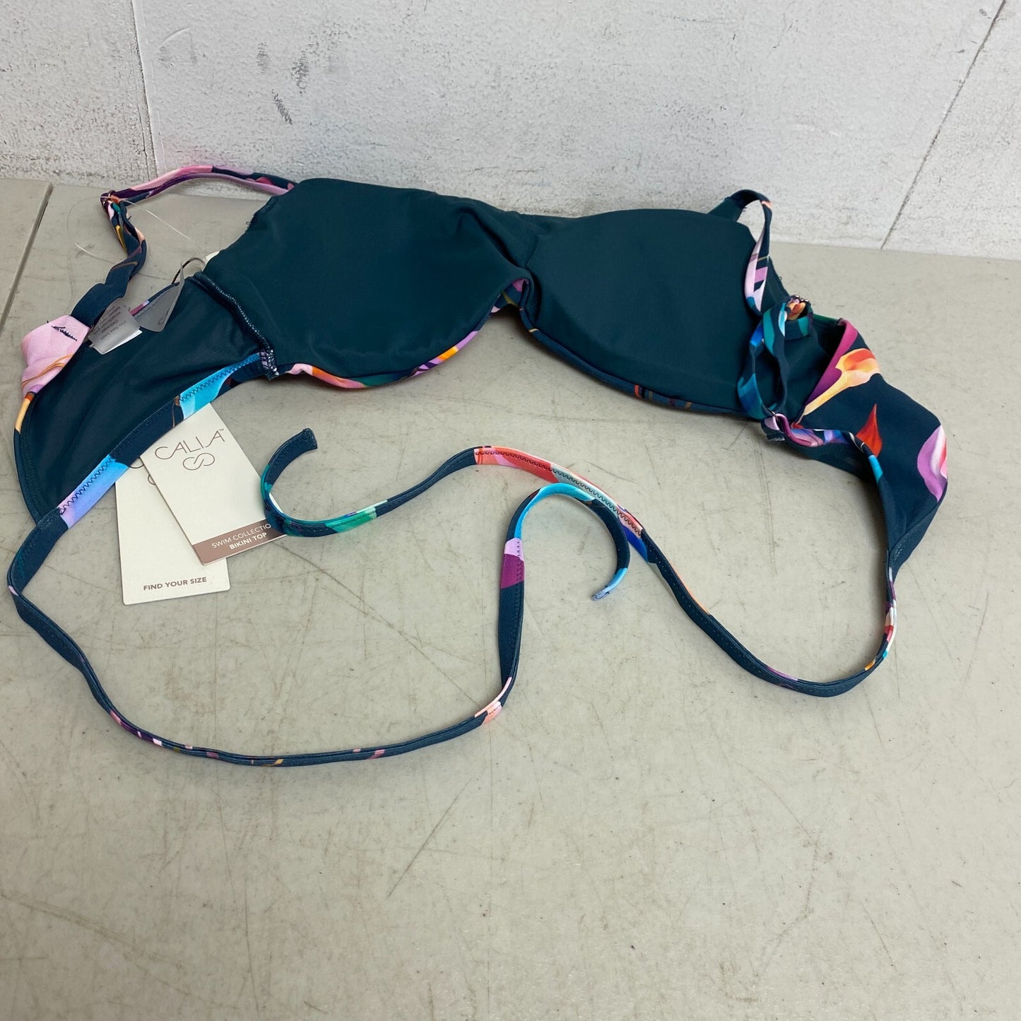 CALIA Women's Tie Back Bikini Top Aqua Floral  Multicolor  WSA23200PRT