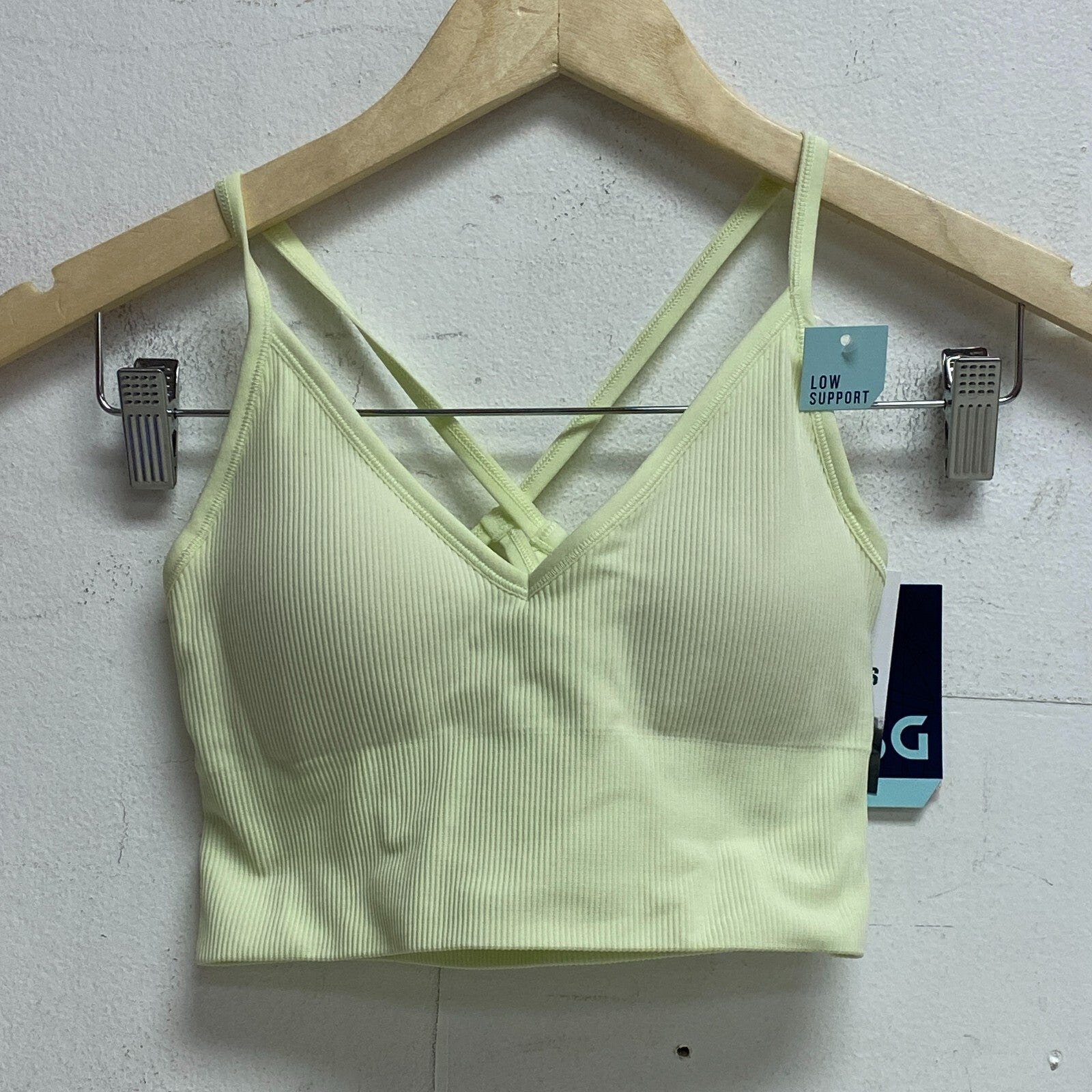 DSG Womens Seamless Ribbed Bra Hyper Citrus Sleeveless Solid Cropped DAW11710