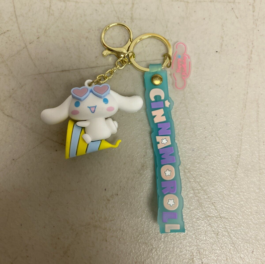 Assorted Silicon Cinnamoroll Keychain with Bunny with Birthday Popper Accessory