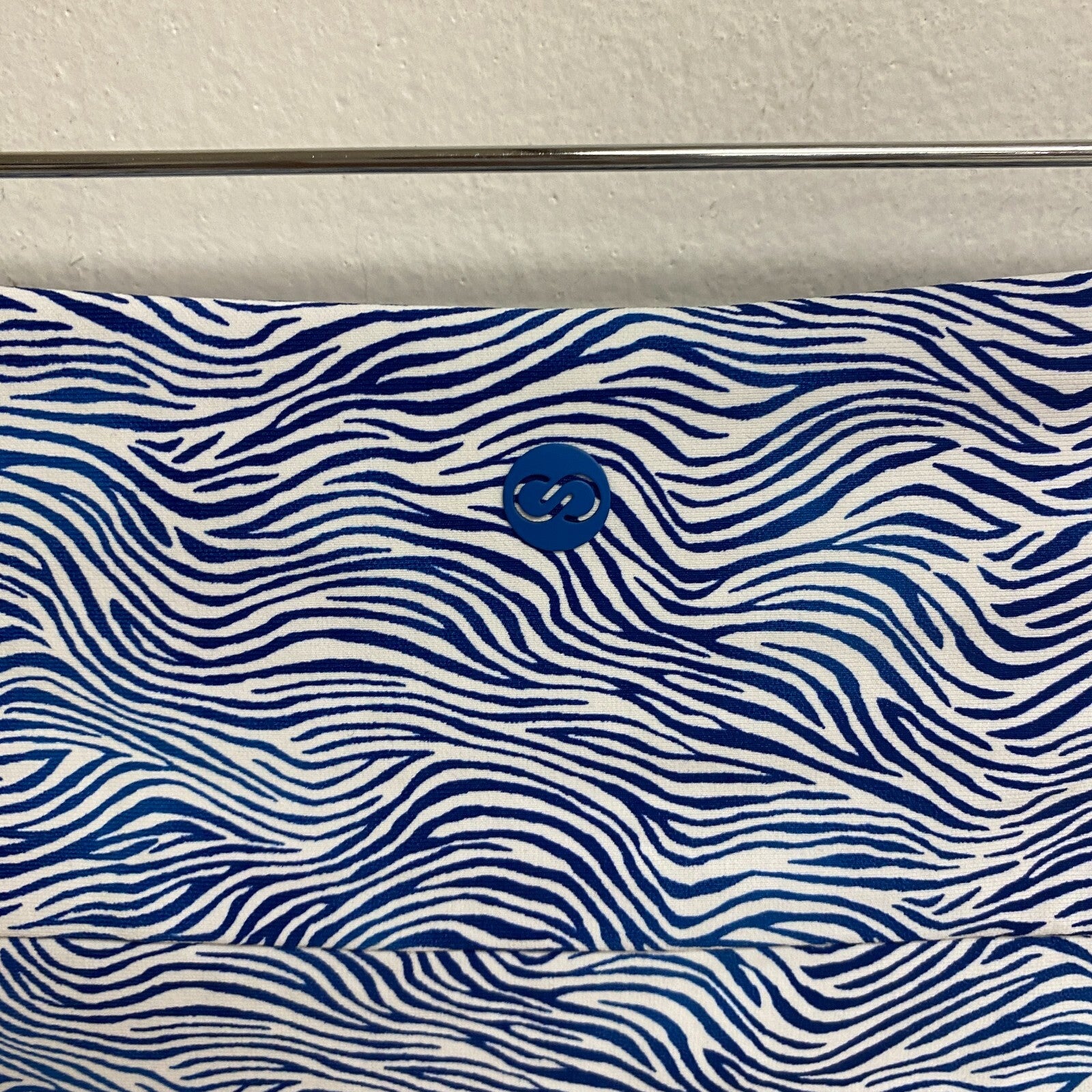 Calia Women's Shirred V Front Mid Rise Bottom Wave Blue/White WSA23415PRT New!