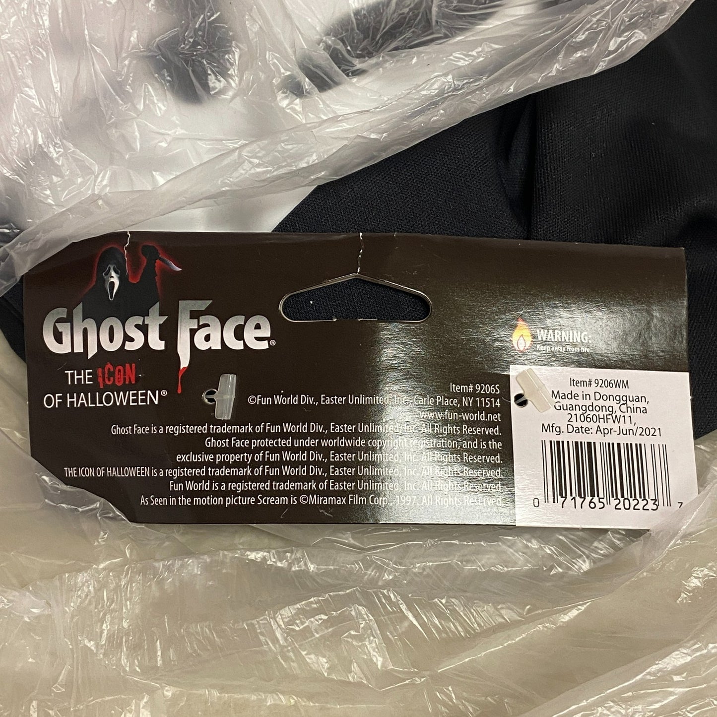 Fun World Ghost Face Halloween Mask Officially Licensed Scream Costume Accessory