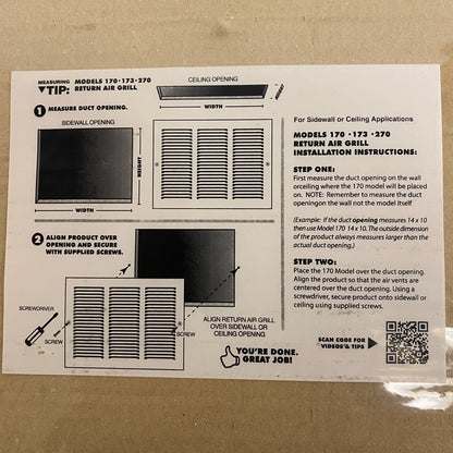 Everbilt 16″x 8″ White Steel Return Air Grille Vent Cover