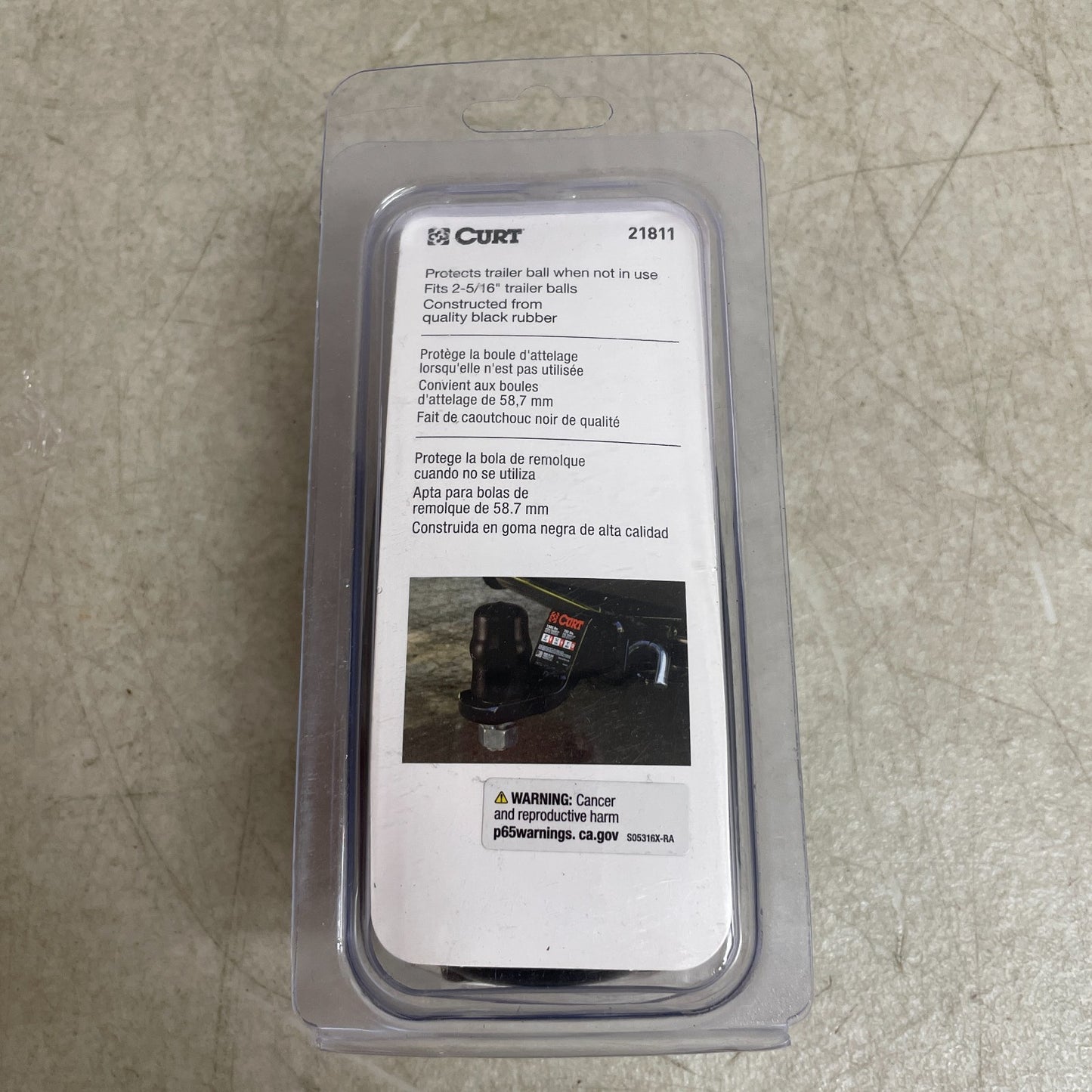 CURT 21811 Trailer Hitch Ball Cover Black Rubber Fits 2-5/16" Trailer Balls