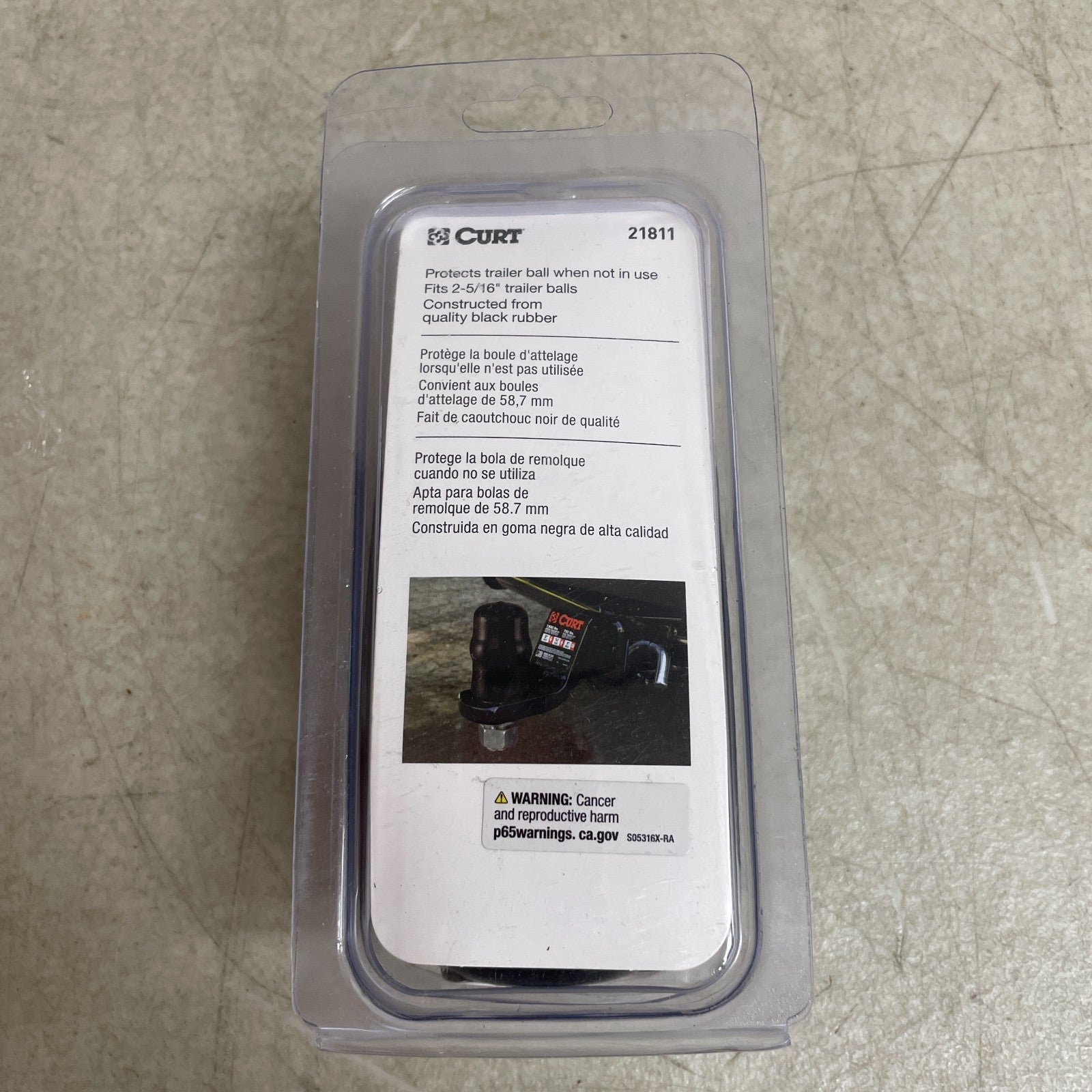 CURT 21811 Trailer Hitch Ball Cover Black Rubber Fits 2-5/16" Trailer Balls