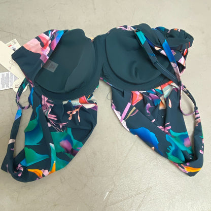 Calia Women's Swim Collection Built-in Underwire Floral Bikini Top Aqua Multi