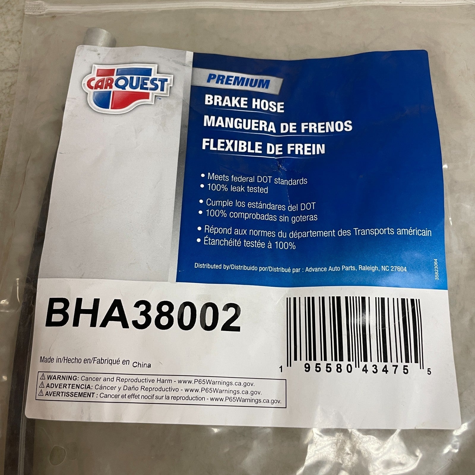 Carquest Wearever BHA38002 Premium Brake Hose Assembly with Banjo End Fittings