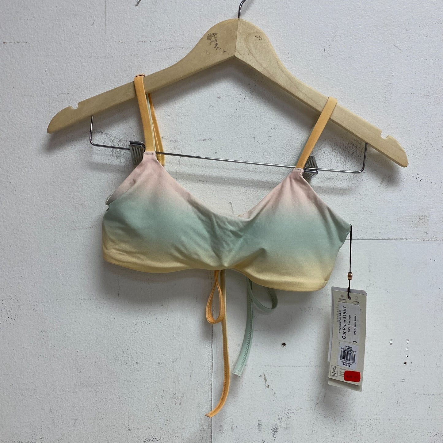 Calia Women's Swim Low Support Tie Back Bikini Top Orange Multi WSA23200PRT