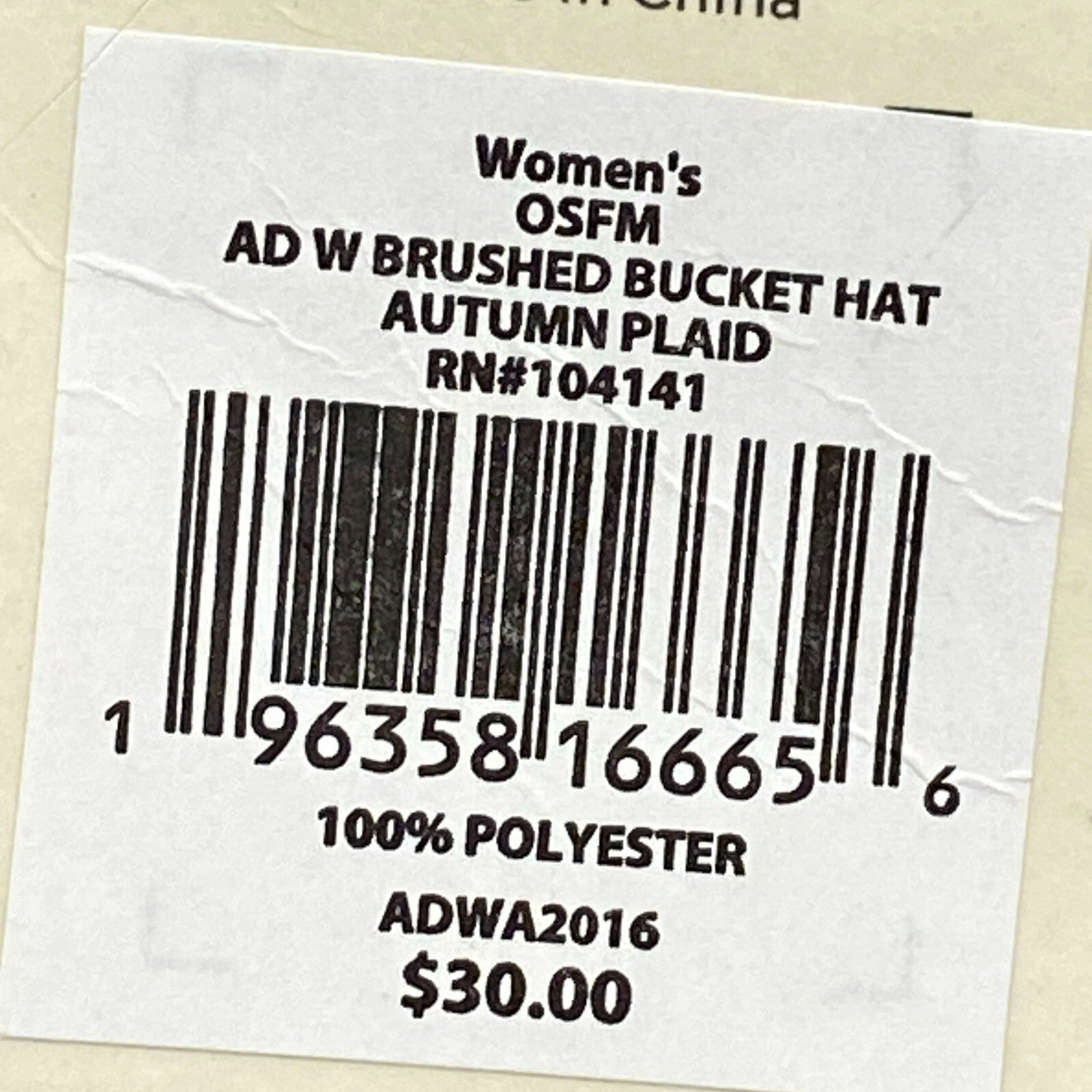 Alpine Design Women’s AD W Brushed Bucket Hat Autumn Plaid NWT ADWA2016