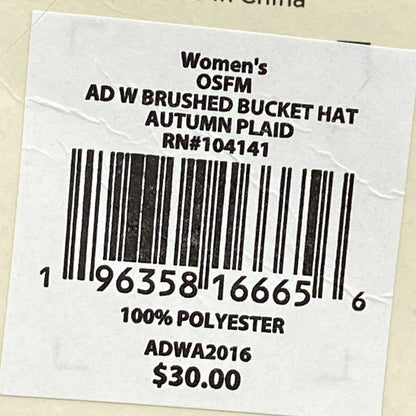 Alpine Design Women’s AD W Brushed Bucket Hat Autumn Plaid NWT ADWA2016
