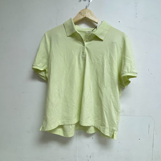 Calia Women's Puff Sleeve Polo Collared Neck Pale Neon Green WCG11012 Brand New