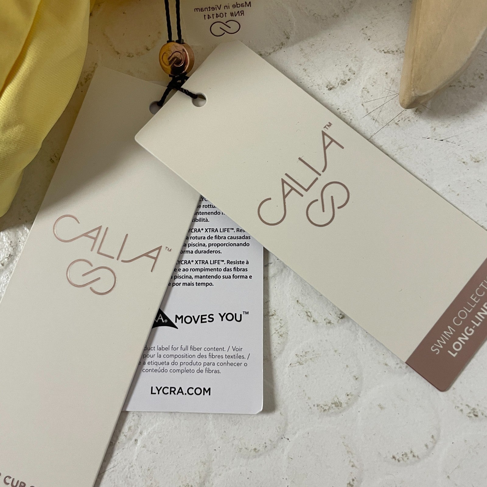 Calia Womenâs Long Line Bikini Top Golden Wheat Adjustable Swimwear WSA22211D