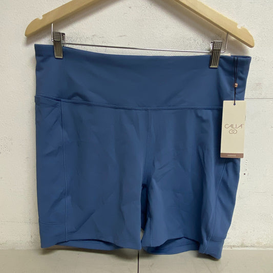 Calia Women's 5" Energize High Rise Bike Short Fitted LustraLux Blue Jean New