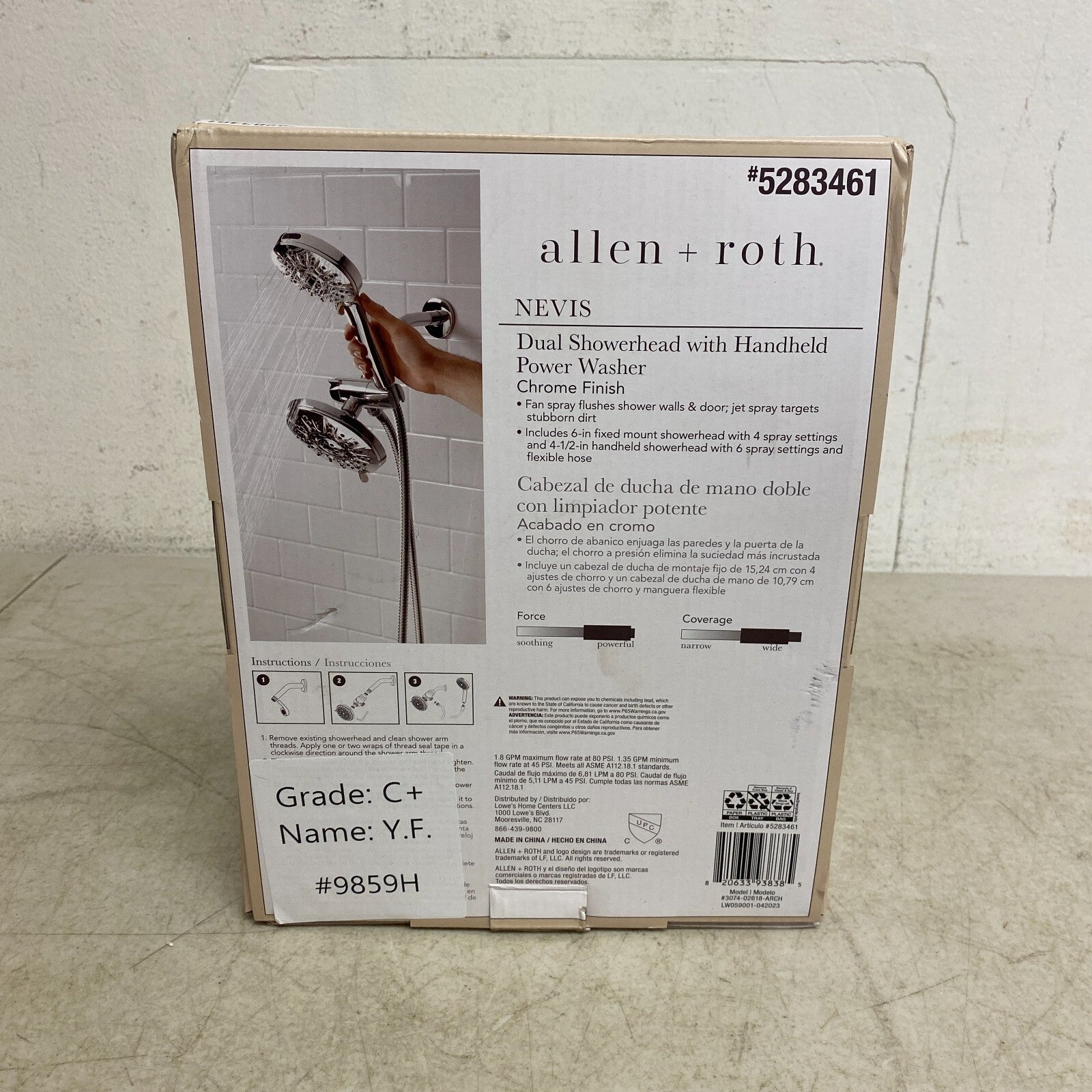 allen + roth Nevis 6-Settings Chrome 5-in Round Dual/Combo Shower Head 1.8 GPM