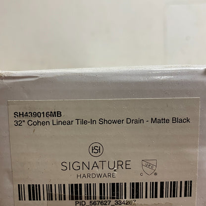 SIGNATURE HARDWARE 32" COHEN LINEAR TILE-IN SHOWER DRAIN-MATTE BLACK