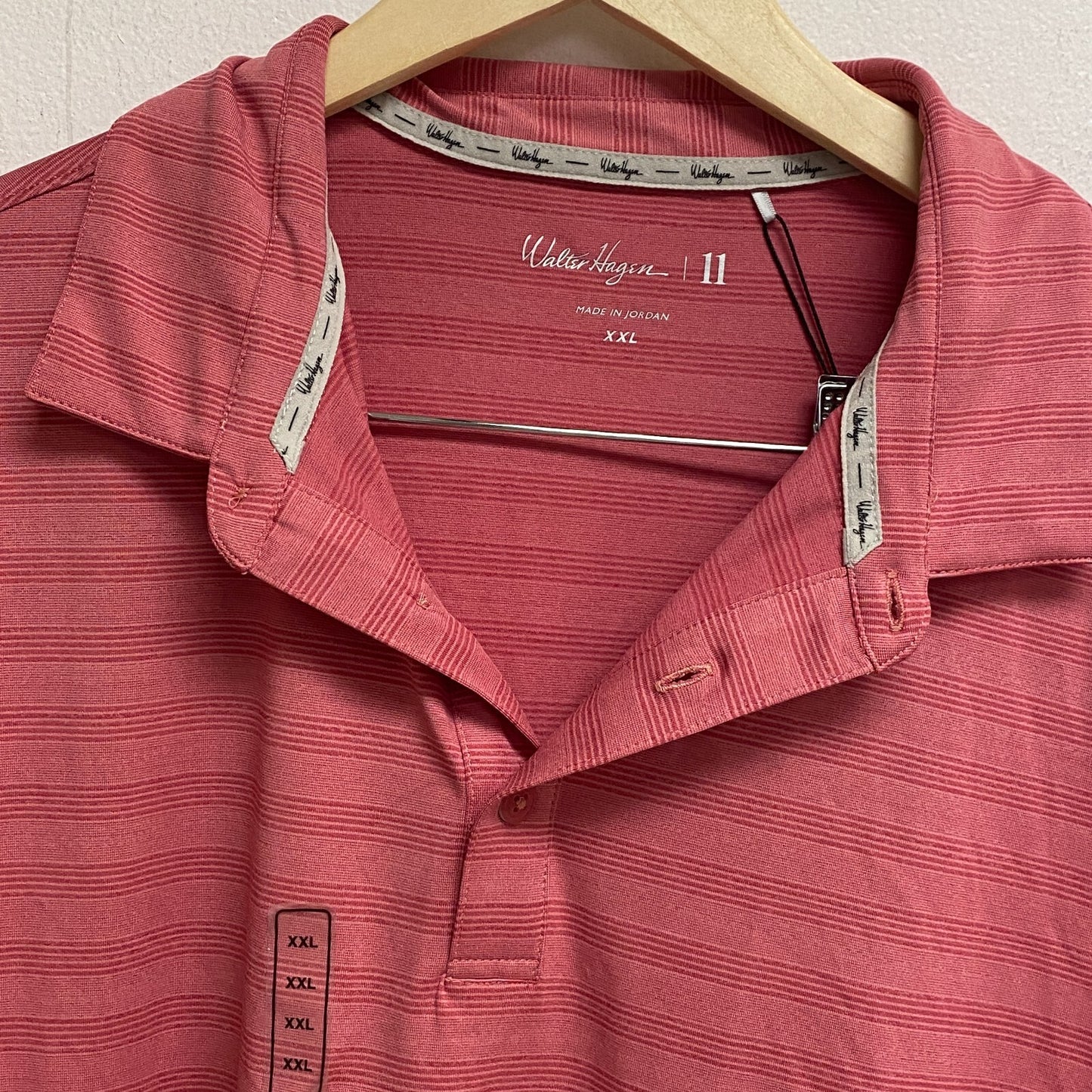 Walter Hagen P11 Fine Line Textured Stripe Polo Dark Coral / Darker Coral