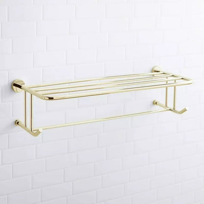 Signature Hardware Ceeley Towel Rack with Shelf Polished Brass 296447