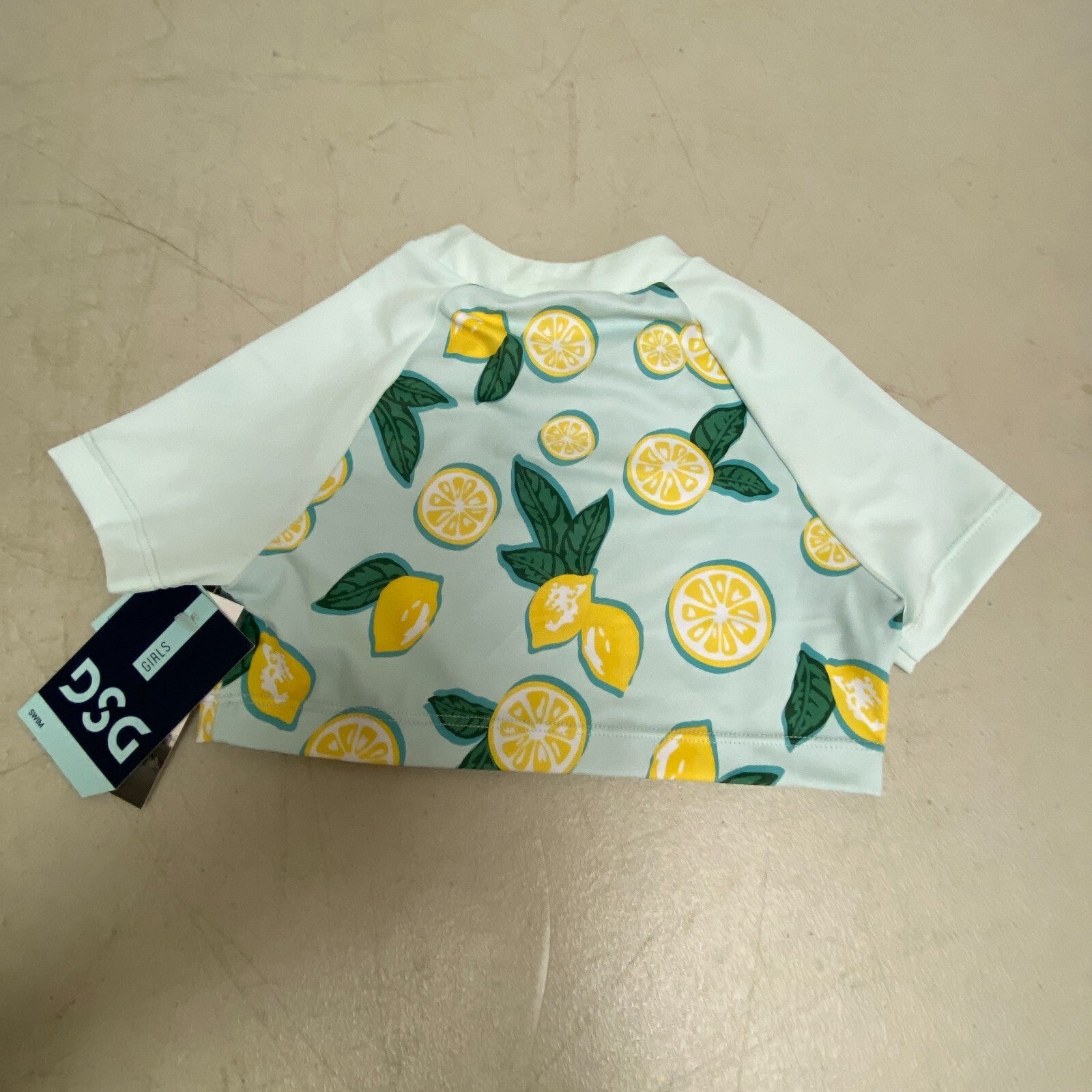 DSG Girls Swim Short Sleeve Crop Cute Print Summer Rash Guard Mint Lemon DSG8100