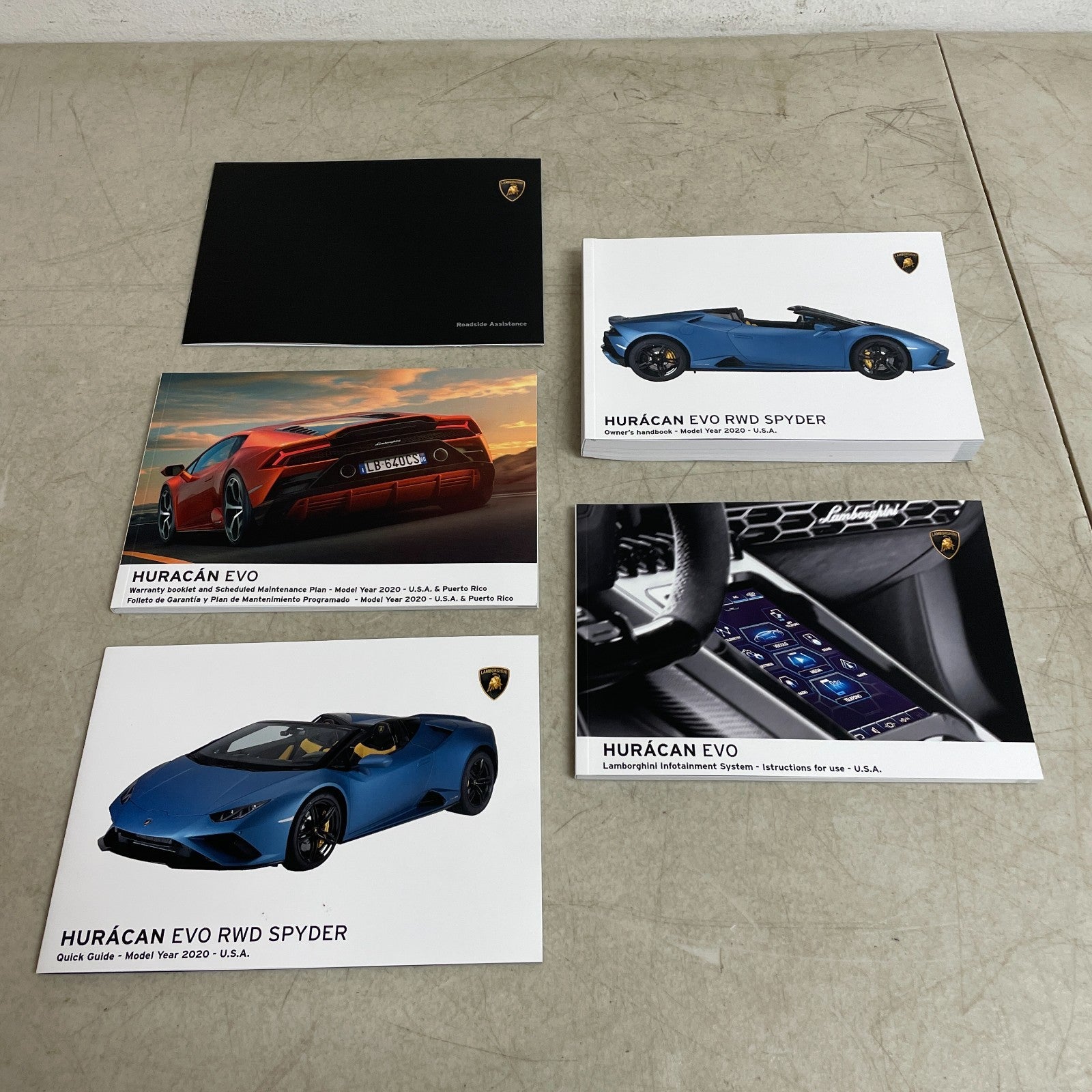 Lamborghini 2020 Huracán EVO RWD Spyder OEM Owner’s Manual Set with Case