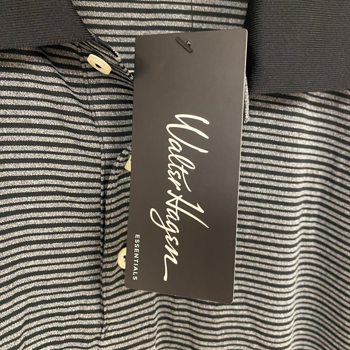Walter Hagen Essentials Stripe Golf Polo Shirt Black MGA11371N
