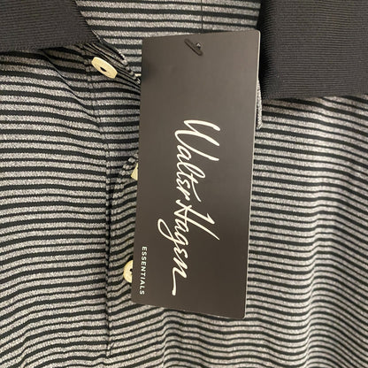 Walter Hagen Essentials Stripe Golf Polo Shirt Black MGA11371N