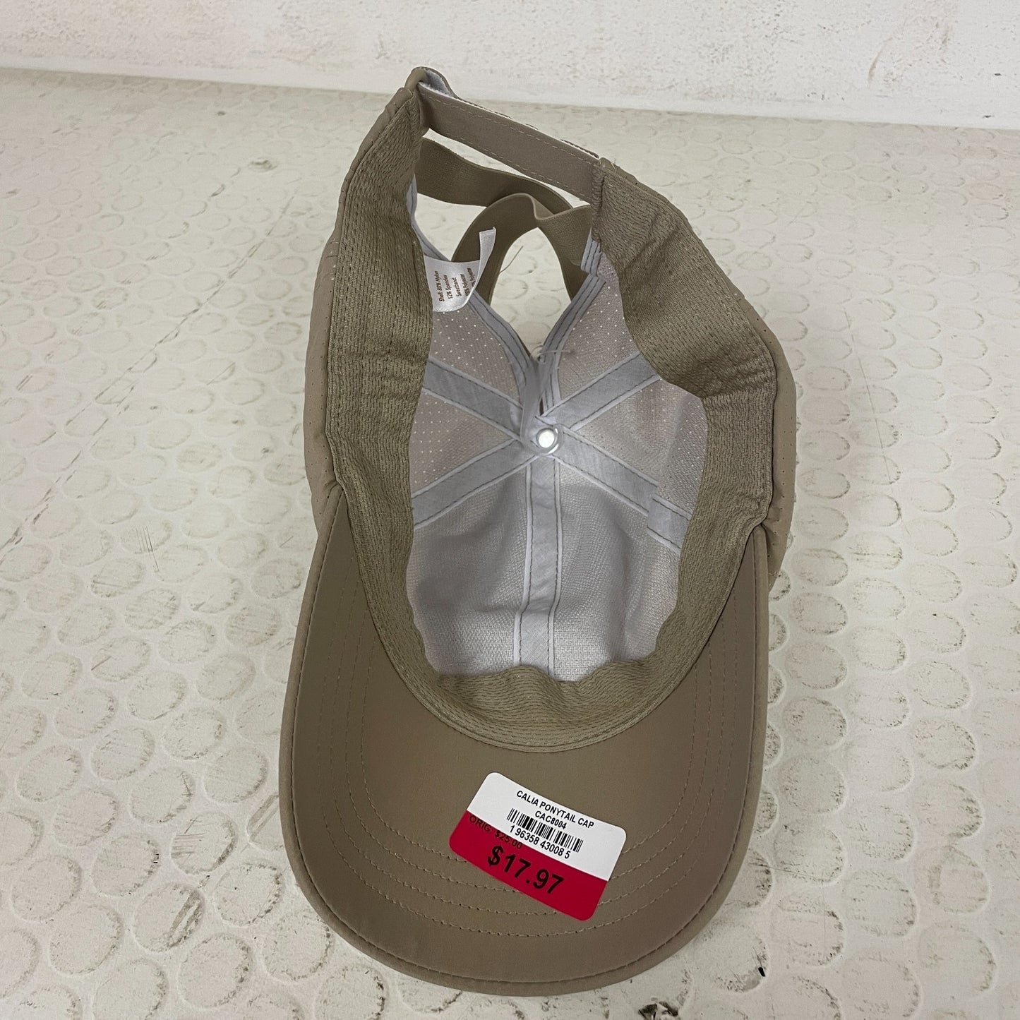 Calia Women’s Ponytail Baseball Cap Khaki Sand Adjustable Hat CAC8004 NWT