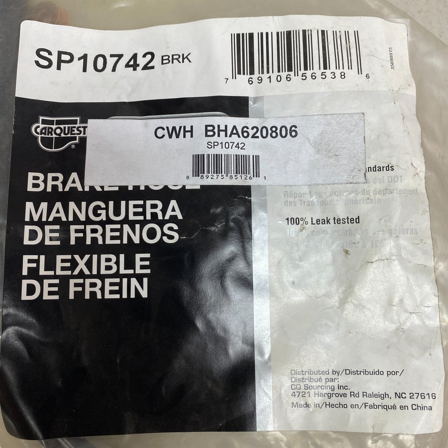 CARQUEST Brake Hydraulic Hose Black EPDM Rubber Model BHA620806