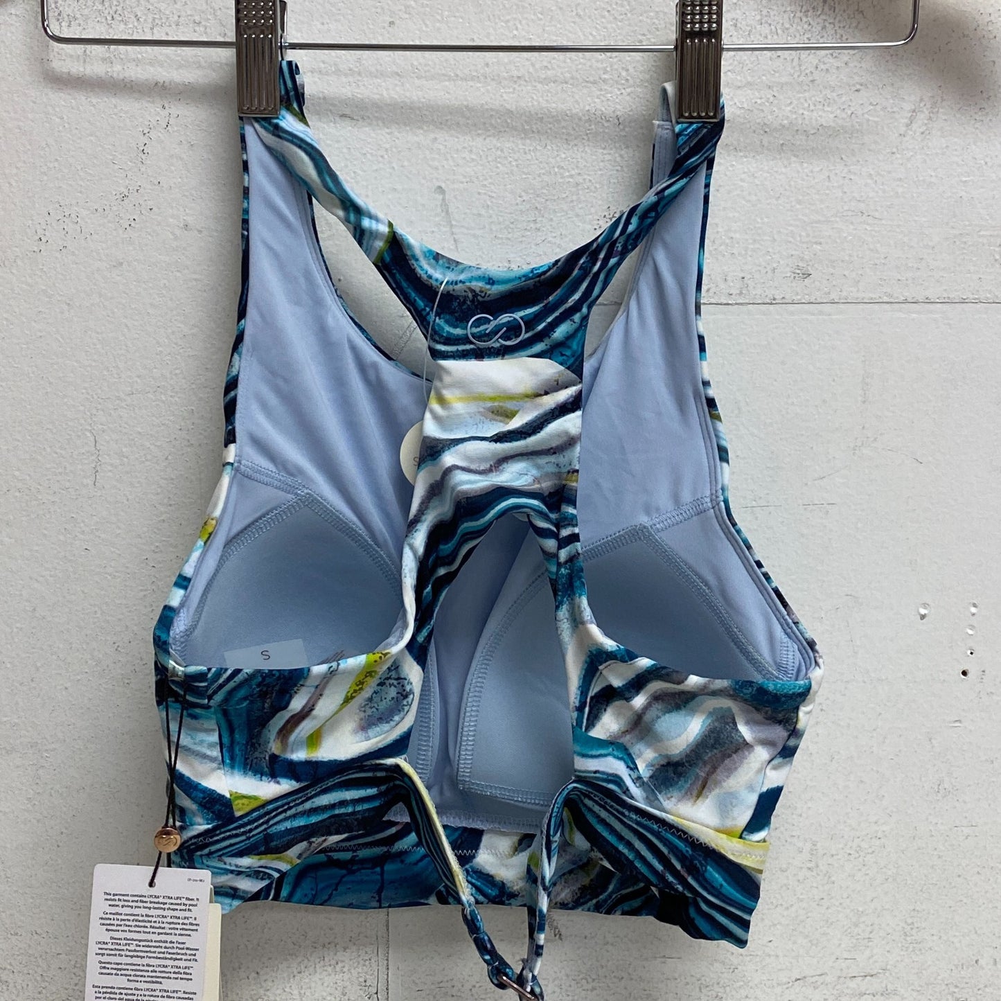 CALIA Womens RacerBack High Support Long Line Bikini Top TerrainTeal WSA22223PRT