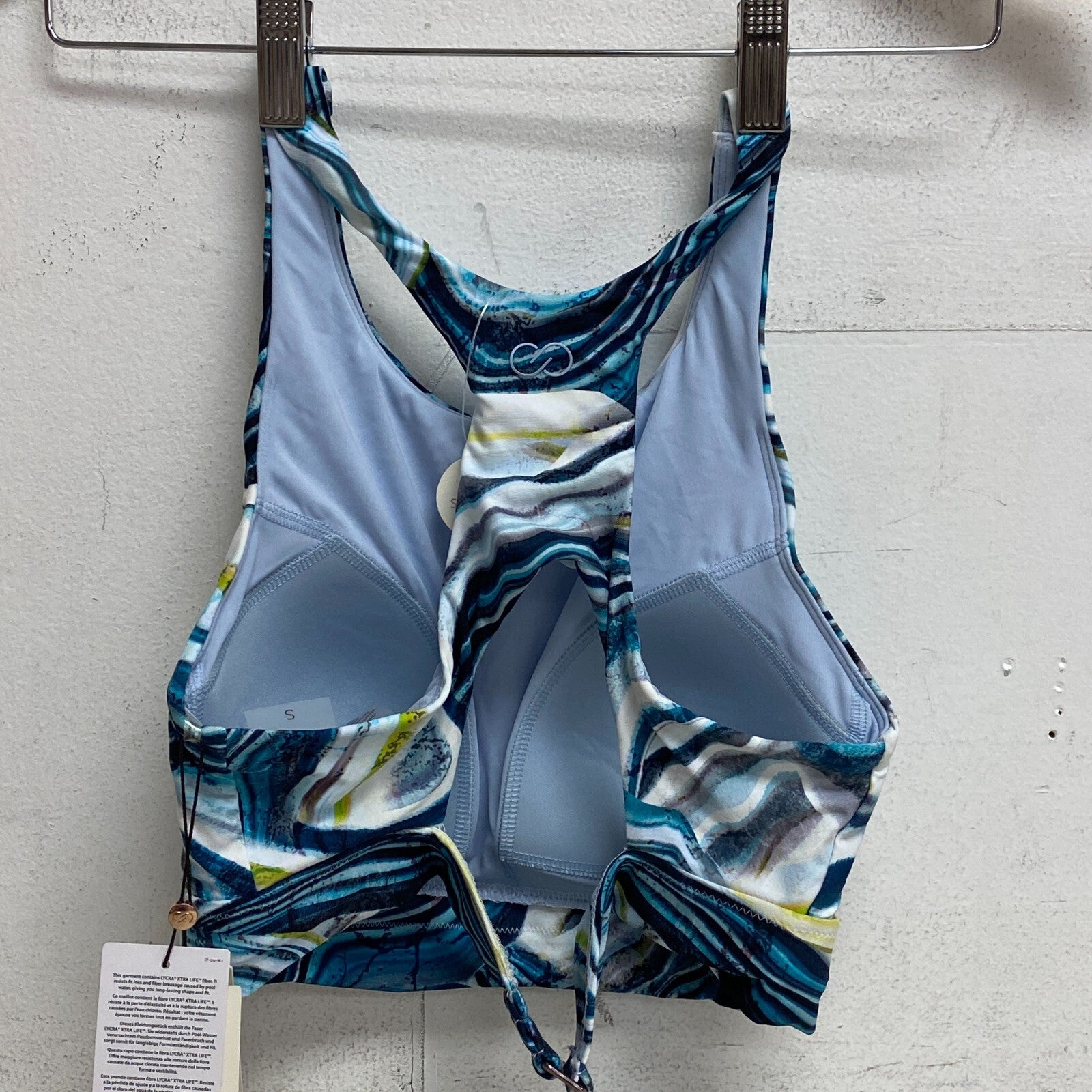 CALIA Womens RacerBack High Support Long Line Bikini Top TerrainTeal WSA22223PRT