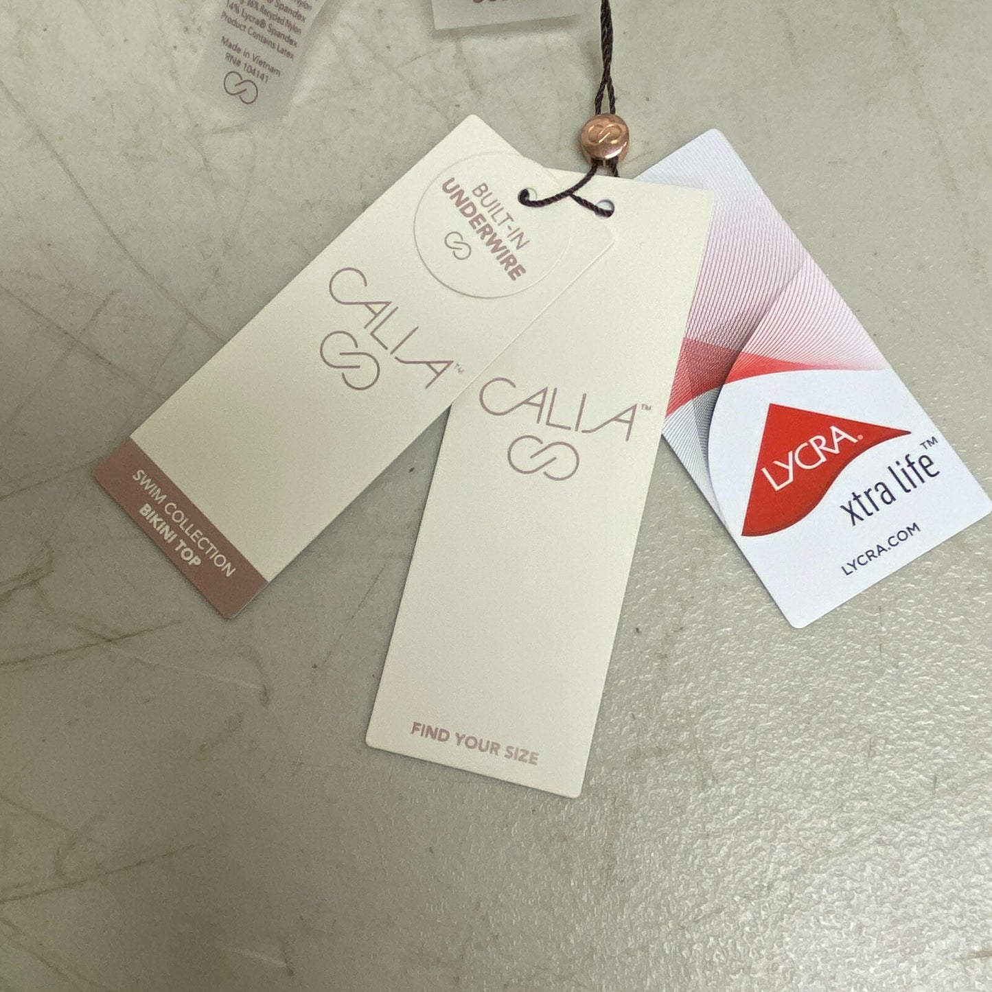 Calia Womens Pleated Panel Underwire Bikini Top Pure White Multi WSA23210PRT