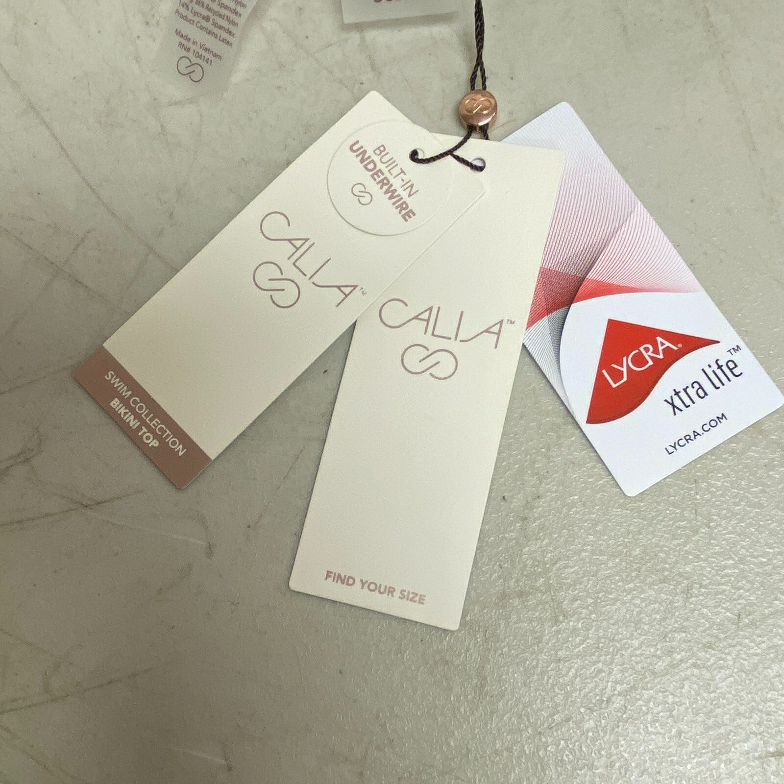 Calia Womens Pleated Panel Underwire Bikini Top Pure White Multi WSA23210PRT