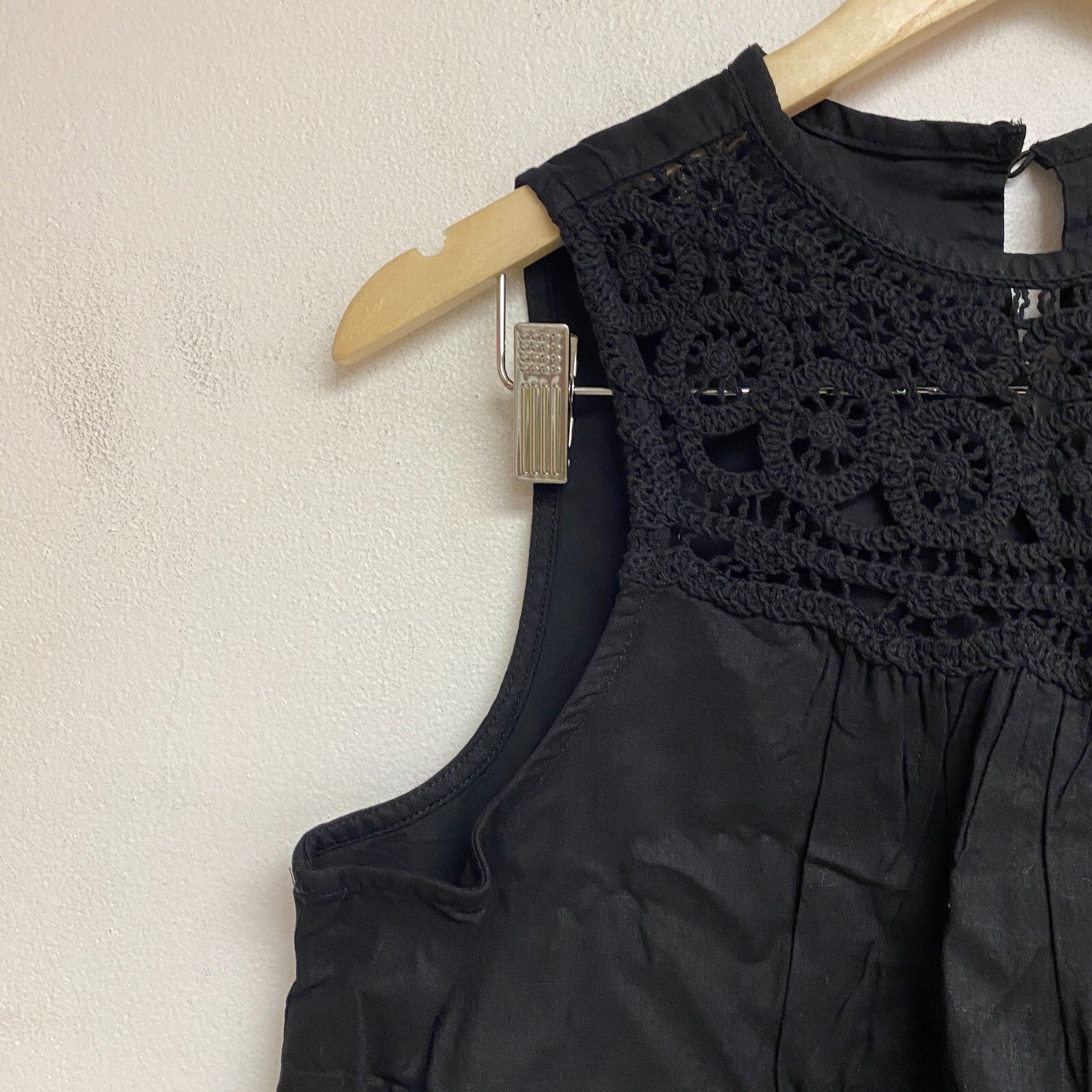 Ana a new approach sleeveless black roundneck see through chest open back Size S