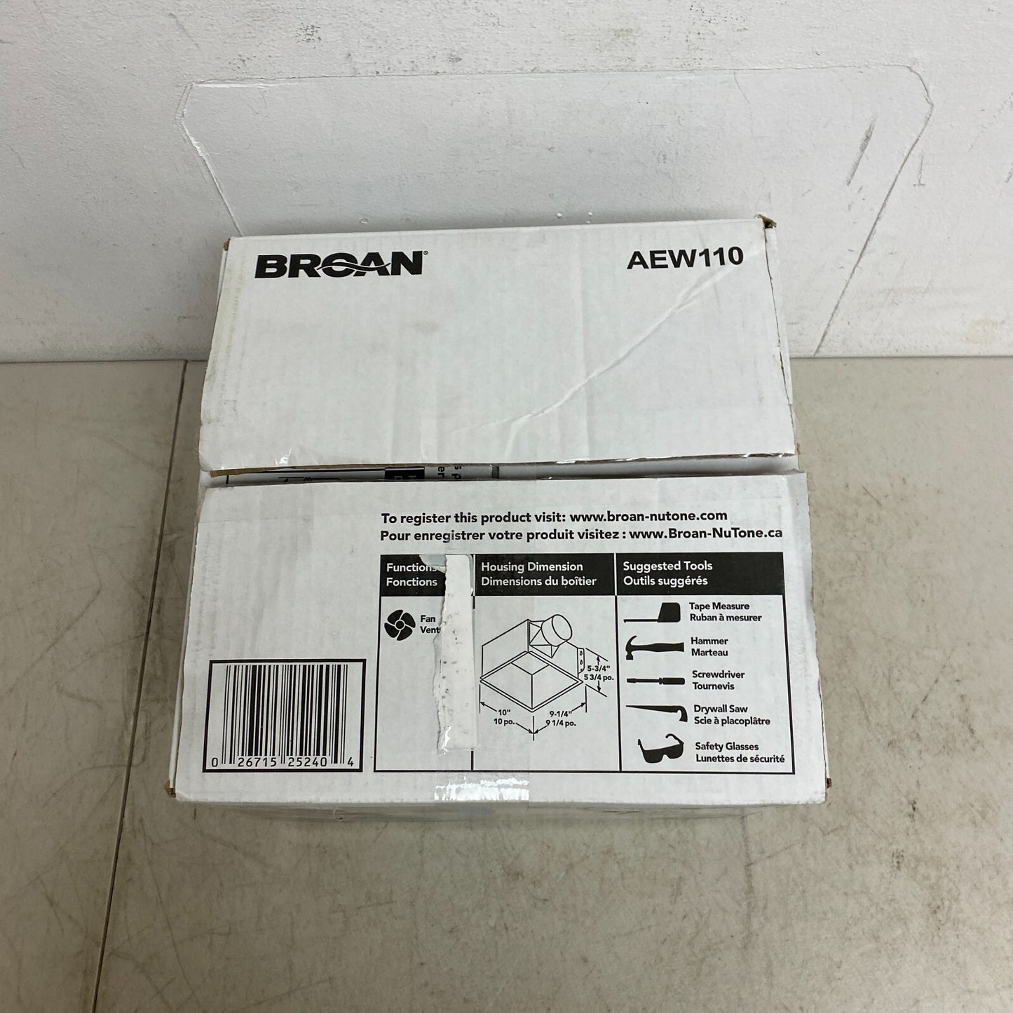 Broan 110 CFM Bathroom Ventilation Fan Fits 2" x 6" Roomside Flex Series